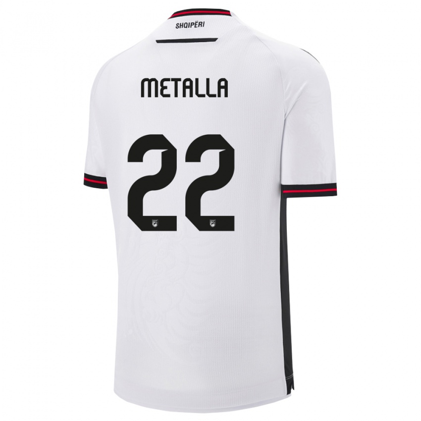 ילדים אלבניה מיקאלה טטאללה #22 לבן שחור הרחק ג'רזי 26-28 חולצה קצרה