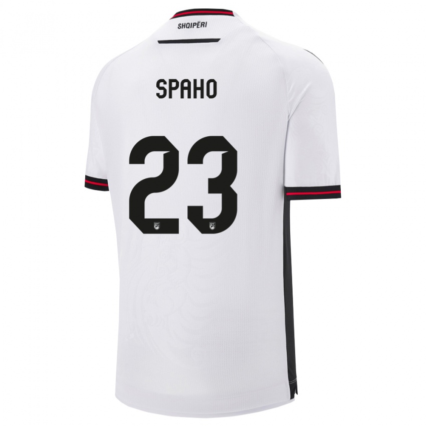 ילדים אלבניה Klesjana Spaho #23 לבן שחור הרחק ג'רזי 26-28 חולצה קצרה
