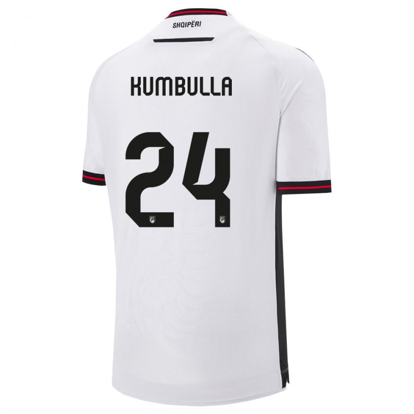 ילדים אלבניה מאראש קומבולה #24 לבן שחור הרחק ג'רזי 26-28 חולצה קצרה