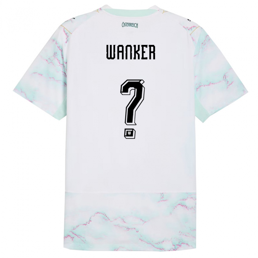 ילדים אוסטריה Jakob Wanker #0 לבן ירוק זהב הרחק ג'רזי 26-28 חולצה קצרה