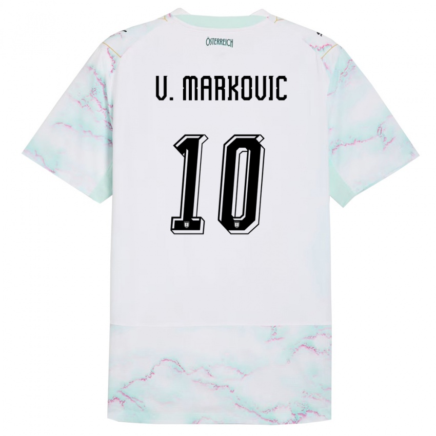 ילדים אוסטריה Vasilije Markovic #10 לבן ירוק זהב הרחק ג'רזי 26-28 חולצה קצרה