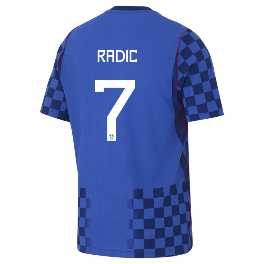ילדים קרואטיה Luka Radic #7 כחול כהה אדום הרחק ג'רזי 26-28 חולצה קצרה