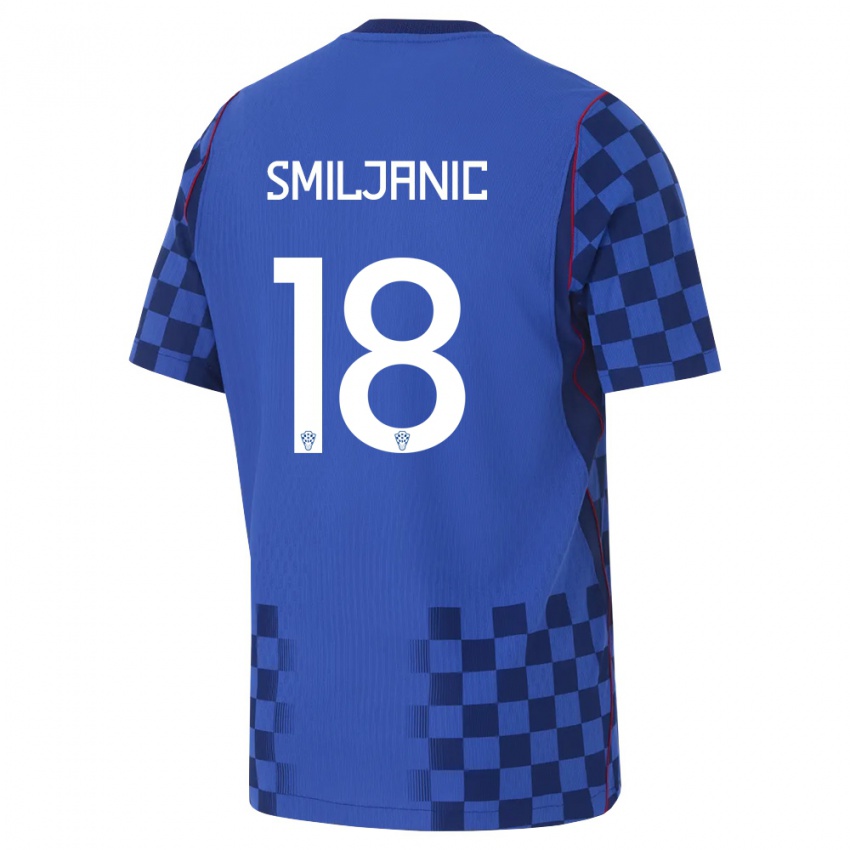ילדים קרואטיה Pavle Smiljanic #18 כחול כהה אדום הרחק ג'רזי 26-28 חולצה קצרה