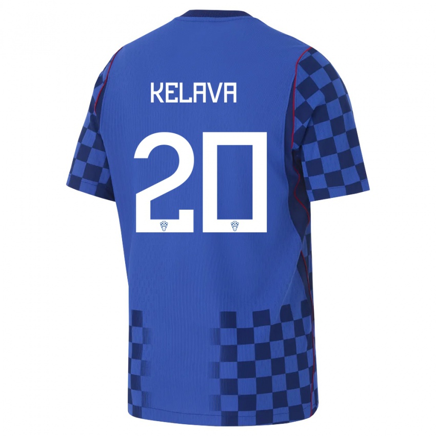 ילדים קרואטיה Mihael Kelava #20 כחול כהה אדום הרחק ג'רזי 26-28 חולצה קצרה