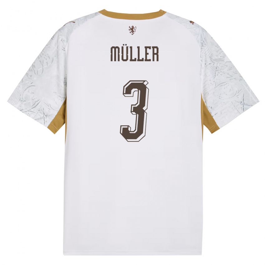 ילדים צ'כיה Lukas Müller #3 שמנת זהב אפור הרחק ג'רזי 26-28 חולצה קצרה