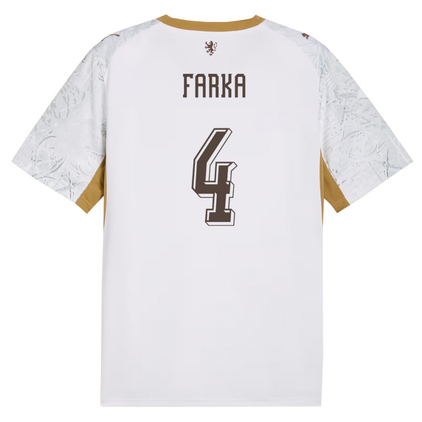 ילדים צ'כיה Dominik Farka #4 שמנת זהב אפור הרחק ג'רזי 26-28 חולצה קצרה