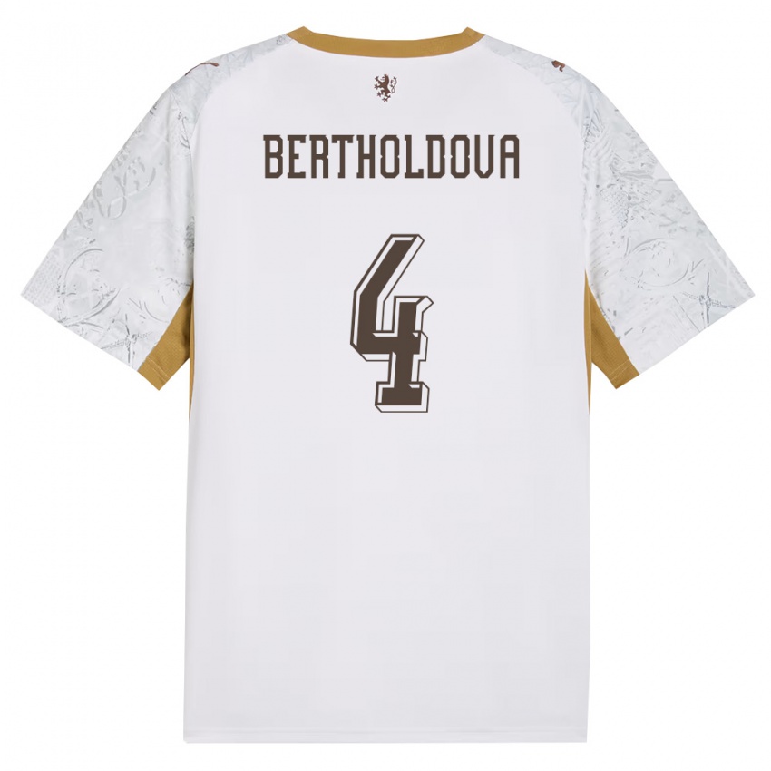 ילדים צ'כיה Petra Bertholdová #4 שמנת זהב אפור הרחק ג'רזי 26-28 חולצה קצרה