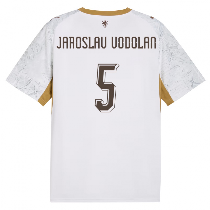 ילדים צ'כיה Stepan Jaroslav Vodolan #5 שמנת זהב אפור הרחק ג'רזי 26-28 חולצה קצרה