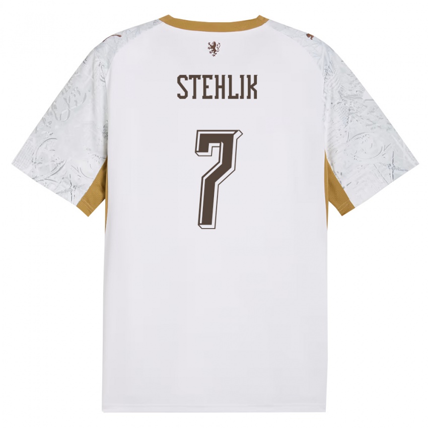 ילדים צ'כיה Nikolas Stehlik #7 שמנת זהב אפור הרחק ג'רזי 26-28 חולצה קצרה
