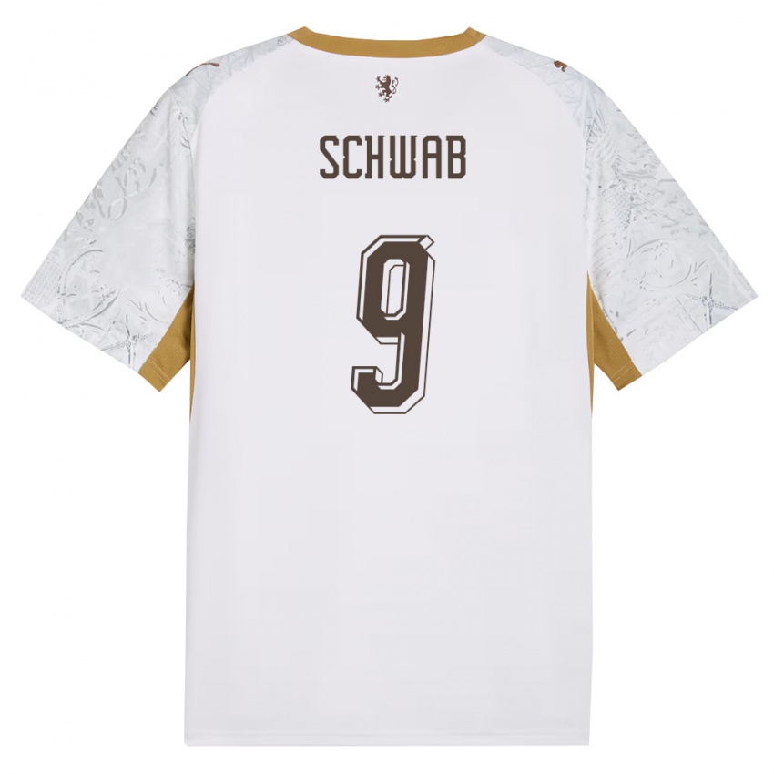 ילדים צ'כיה Ondrej Schwab #9 שמנת זהב אפור הרחק ג'רזי 26-28 חולצה קצרה