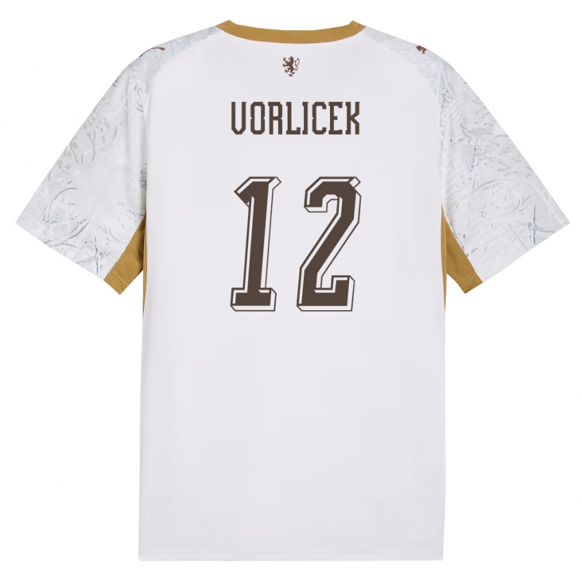 ילדים צ'כיה Simon Vorlicek #12 שמנת זהב אפור הרחק ג'רזי 26-28 חולצה קצרה