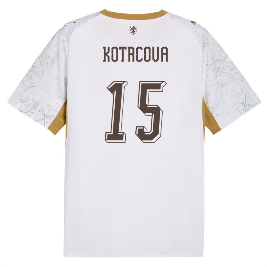 ילדים צ'כיה Kateřina Kotrčová #15 שמנת זהב אפור הרחק ג'רזי 26-28 חולצה קצרה
