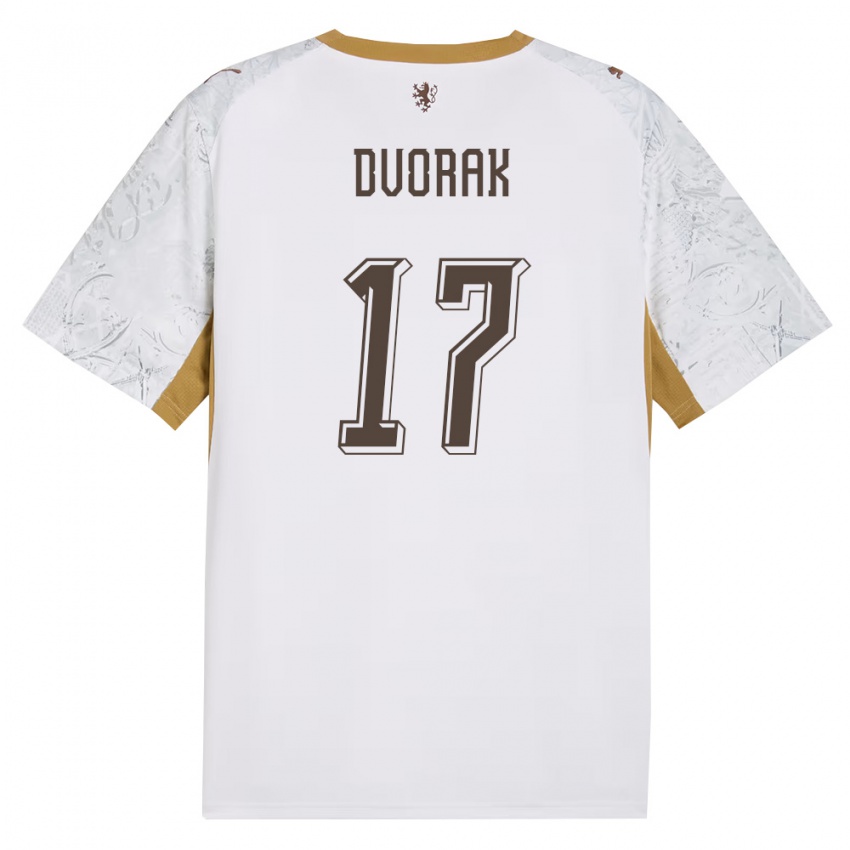 ילדים צ'כיה Matous Dvorak #17 שמנת זהב אפור הרחק ג'רזי 26-28 חולצה קצרה