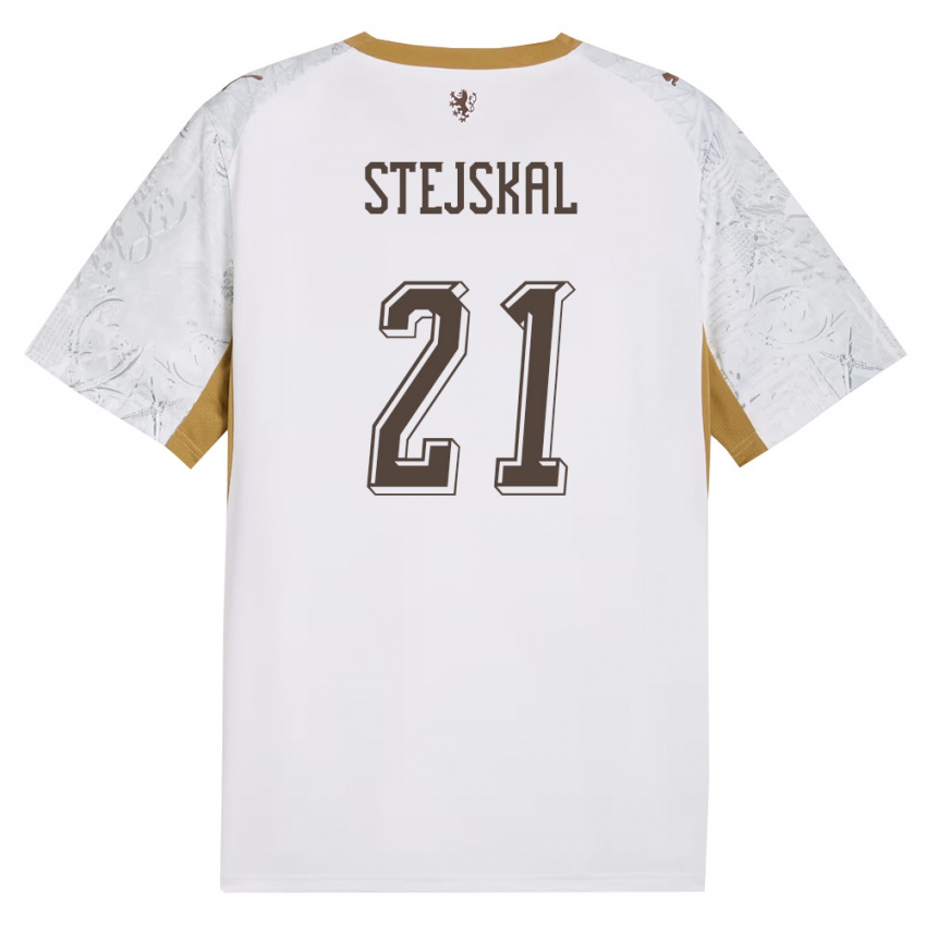 ילדים צ'כיה Ondrej Stejskal #21 שמנת זהב אפור הרחק ג'רזי 26-28 חולצה קצרה