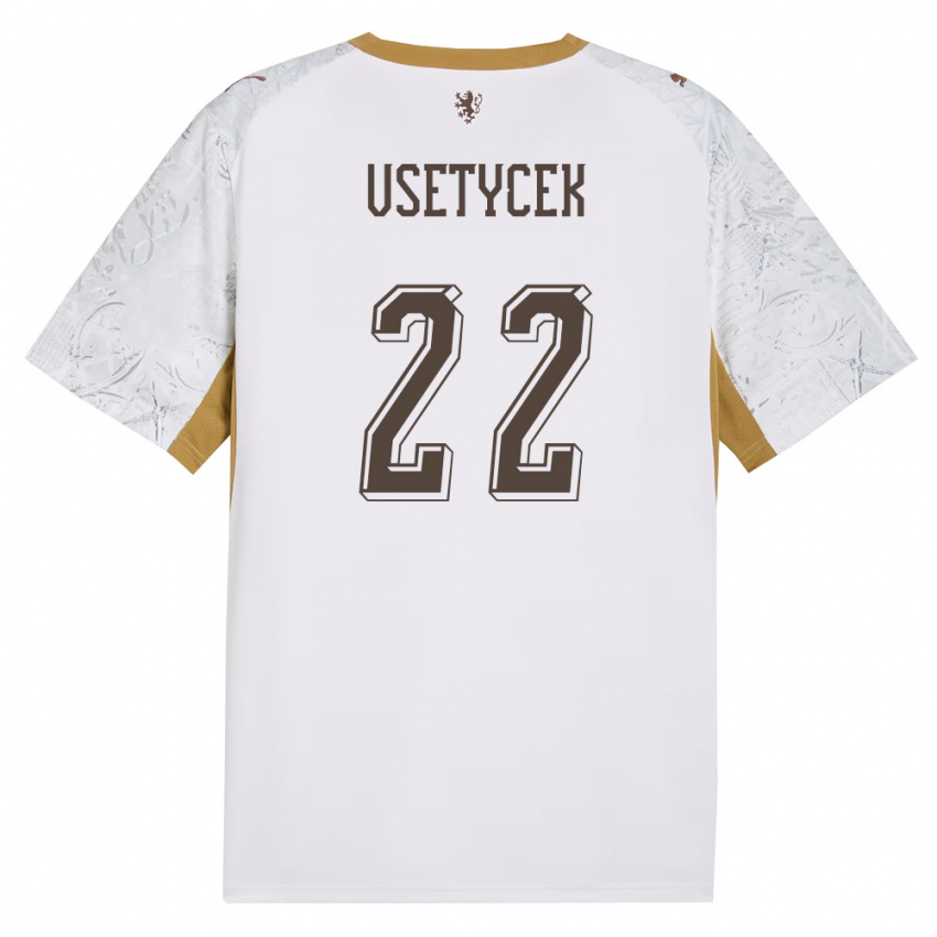 ילדים צ'כיה Adam Vsetycek #22 שמנת זהב אפור הרחק ג'רזי 26-28 חולצה קצרה