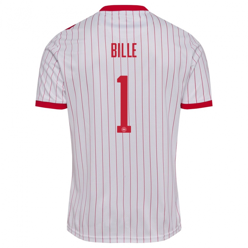 ילדים דנמרק Villads Bille #1 לבן אדום הרחק ג'רזי 26-28 חולצה קצרה