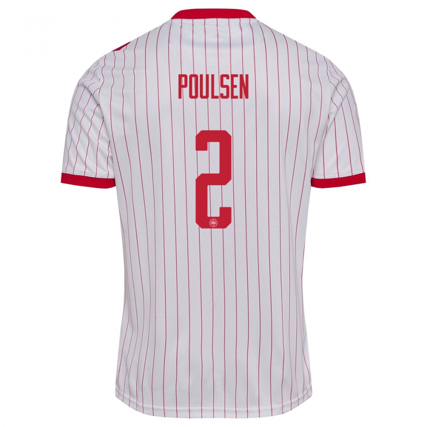 ילדים דנמרק Xander Poulsen #2 לבן אדום הרחק ג'רזי 26-28 חולצה קצרה
