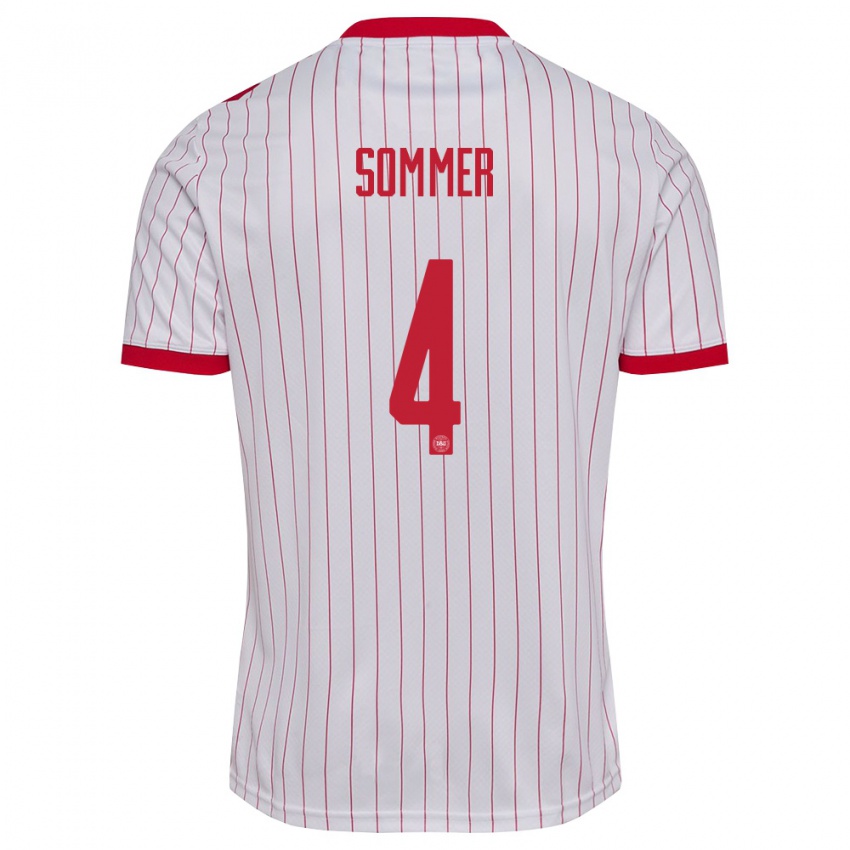 ילדים דנמרק Felix Sommer #4 לבן אדום הרחק ג'רזי 26-28 חולצה קצרה
