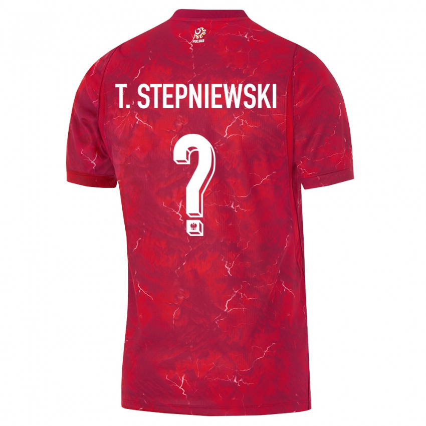 ילדים פולין Tymon Stepniewski #0 אדום לבן הרחק ג'רזי 26-28 חולצה קצרה