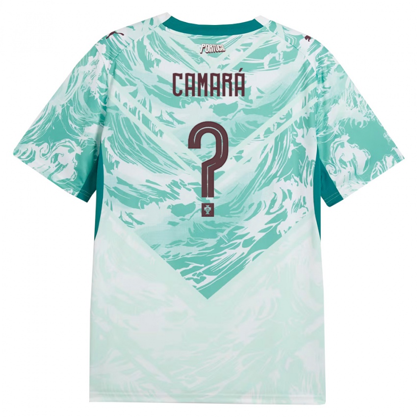 ילדים פורטוגל Hamza Camará #0 כחול שמיים לבן ירוק הרחק ג'רזי 26-28 חולצה קצרה