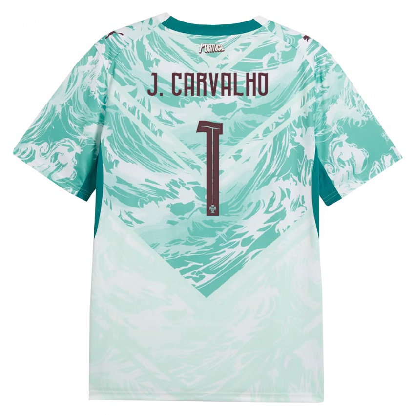 ילדים פורטוגל João Carvalho #1 כחול שמיים לבן ירוק הרחק ג'רזי 26-28 חולצה קצרה