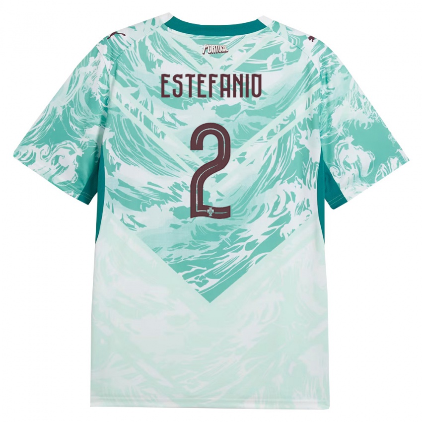 ילדים פורטוגל Estefânio #2 כחול שמיים לבן ירוק הרחק ג'רזי 26-28 חולצה קצרה