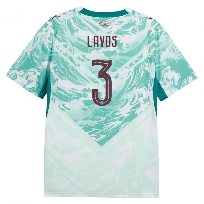 ילדים פורטוגל Bernardo Lavos #3 כחול שמיים לבן ירוק הרחק ג'רזי 26-28 חולצה קצרה