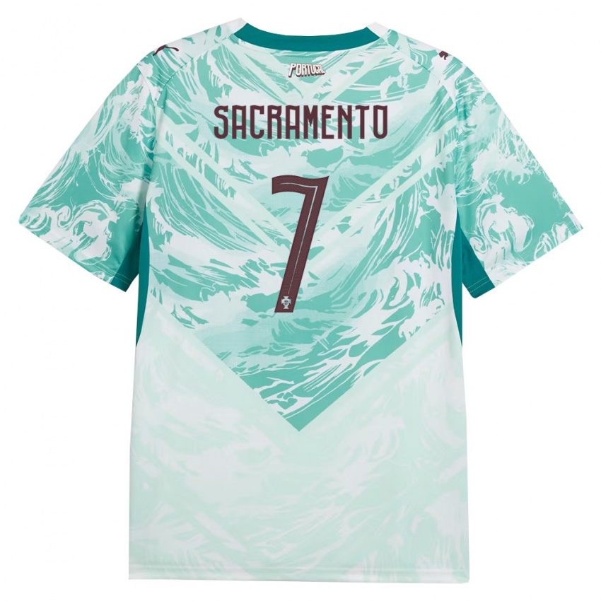ילדים פורטוגל Medgilson Sacramento #7 כחול שמיים לבן ירוק הרחק ג'רזי 26-28 חולצה קצרה