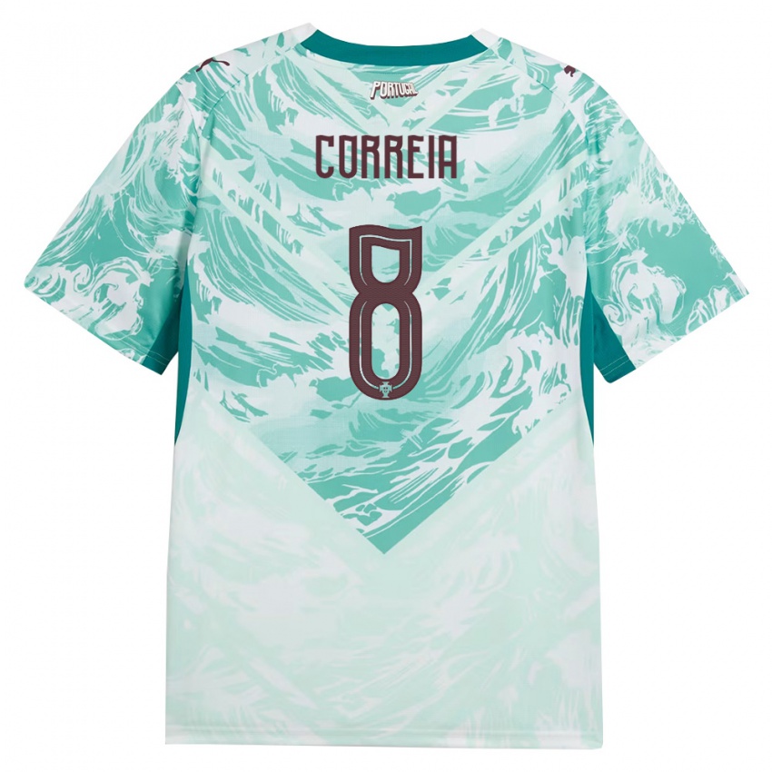 ילדים פורטוגל Rúben Correia #8 כחול שמיים לבן ירוק הרחק ג'רזי 26-28 חולצה קצרה