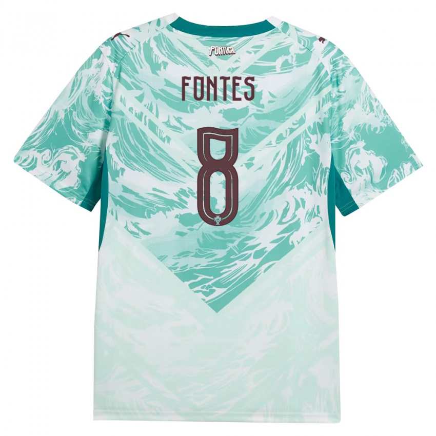 ילדים פורטוגל Gonçalo Fontes #8 כחול שמיים לבן ירוק הרחק ג'רזי 26-28 חולצה קצרה