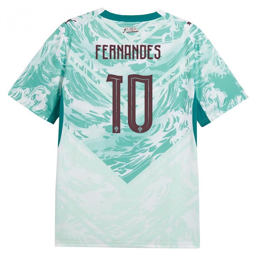 ילדים פורטוגל Francisco Fernandes #10 כחול שמיים לבן ירוק הרחק ג'רזי 26-28 חולצה קצרה