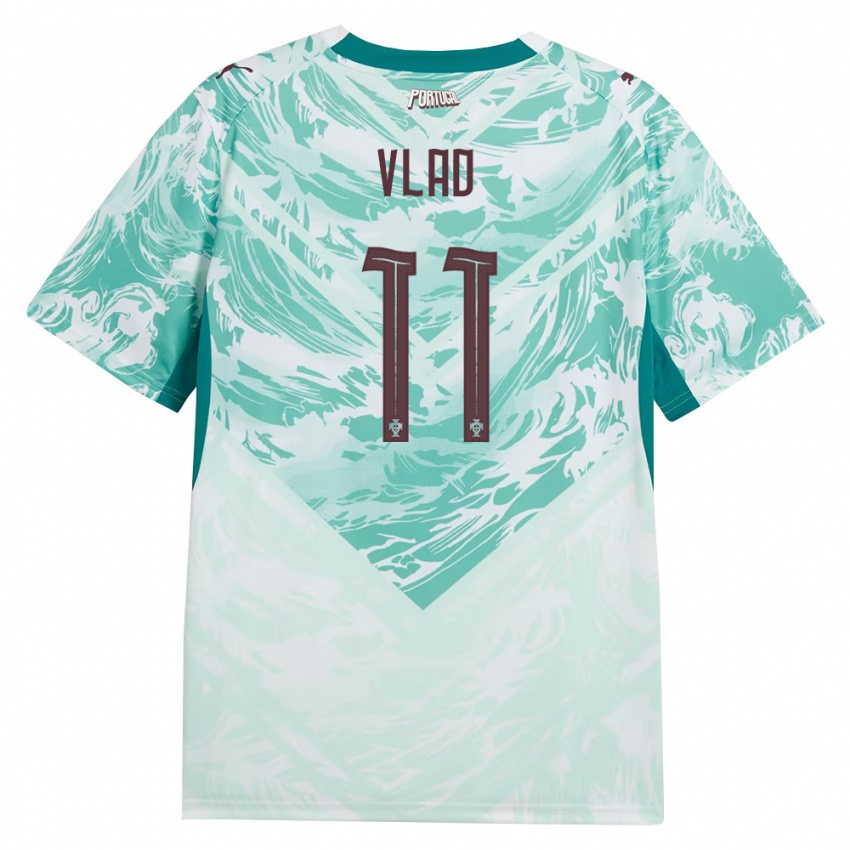 ילדים פורטוגל Vlad #11 כחול שמיים לבן ירוק הרחק ג'רזי 26-28 חולצה קצרה