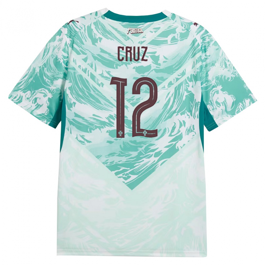 ילדים פורטוגל Tomás Cruz #12 כחול שמיים לבן ירוק הרחק ג'רזי 26-28 חולצה קצרה