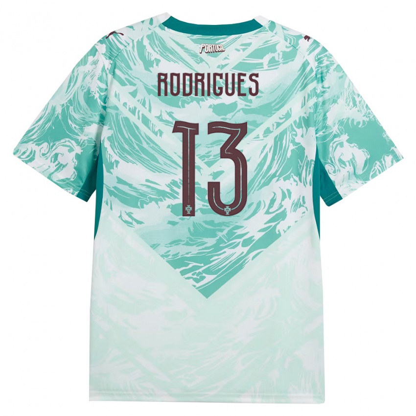 ילדים פורטוגל Paulo Rodrigues #13 כחול שמיים לבן ירוק הרחק ג'רזי 26-28 חולצה קצרה