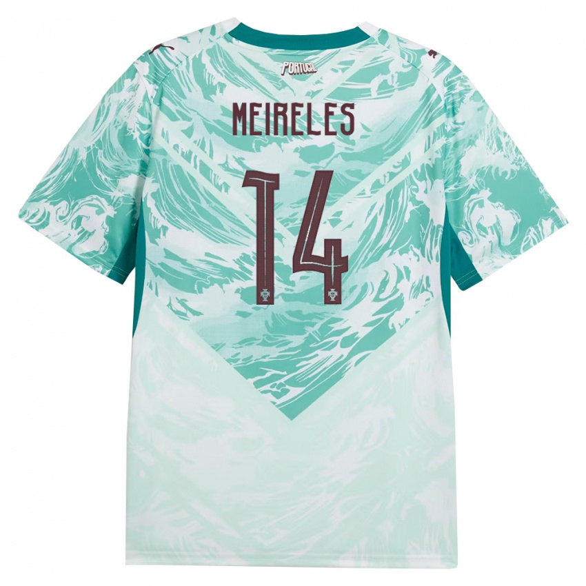 ילדים פורטוגל Lourenço Meireles #14 כחול שמיים לבן ירוק הרחק ג'רזי 26-28 חולצה קצרה