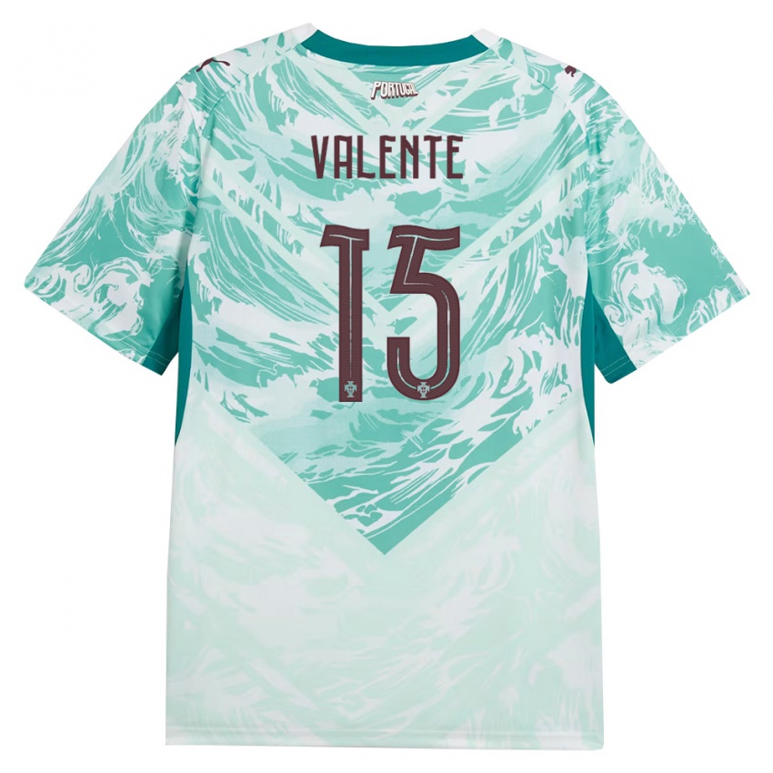 ילדים פורטוגל Salvador Valente #15 כחול שמיים לבן ירוק הרחק ג'רזי 26-28 חולצה קצרה