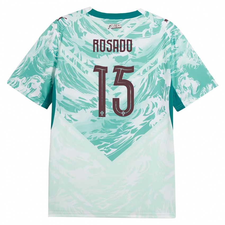 ילדים פורטוגל Alexandre Rosado #15 כחול שמיים לבן ירוק הרחק ג'רזי 26-28 חולצה קצרה