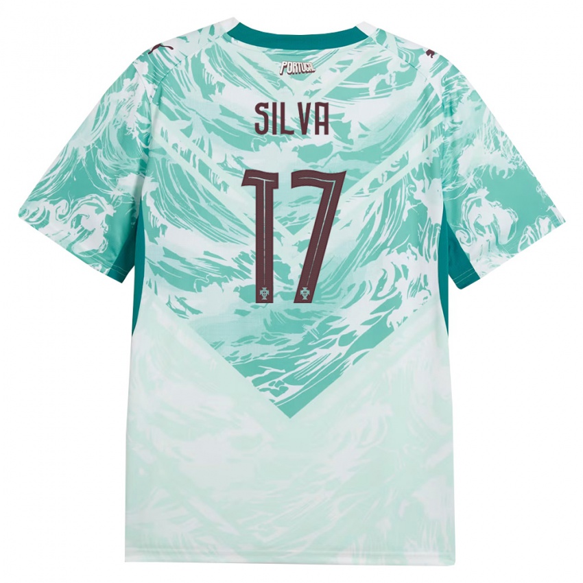 ילדים פורטוגל João Silva #17 כחול שמיים לבן ירוק הרחק ג'רזי 26-28 חולצה קצרה