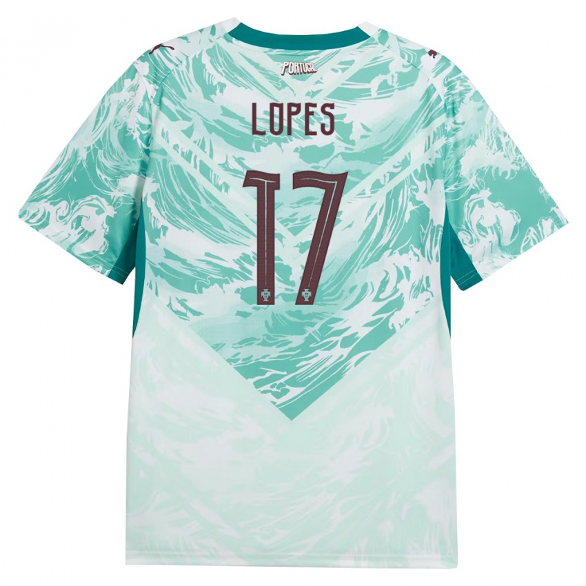 ילדים פורטוגל Simão Lopes #17 כחול שמיים לבן ירוק הרחק ג'רזי 26-28 חולצה קצרה