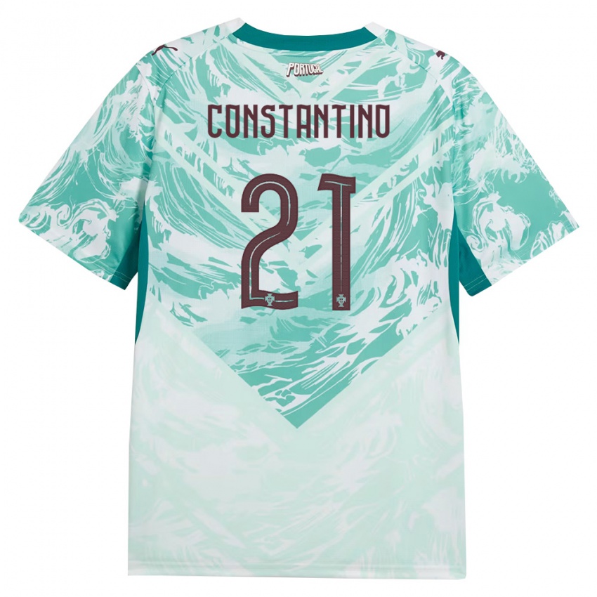 ילדים פורטוגל Simão Constantino #21 כחול שמיים לבן ירוק הרחק ג'רזי 26-28 חולצה קצרה