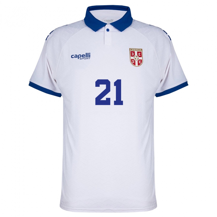 ילדים סרביה יובאן אלייביץ' #21 כהה לבן אדום הרחק ג'רזי 26-28 חולצה קצרה