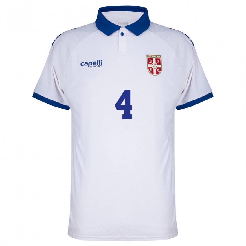 ילדים סרביה בויאן קובאצ'ביץ' #4 כהה לבן אדום הרחק ג'רזי 26-28 חולצה קצרה