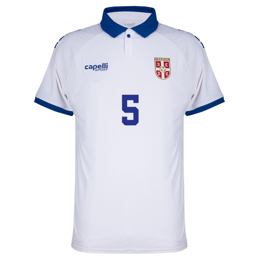 ילדים סרביה מילאן מייסטורוביץ' #5 כהה לבן אדום הרחק ג'רזי 26-28 חולצה קצרה