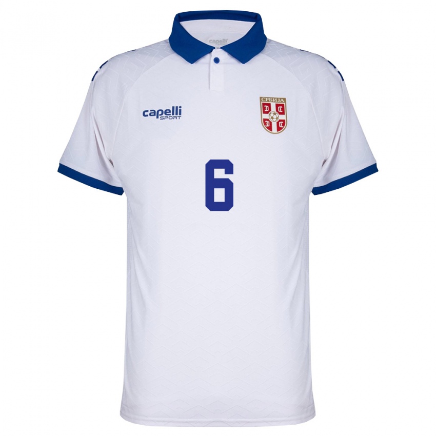 ילדים סרביה נבנה דמייאנוביץ׳ #6 כהה לבן אדום הרחק ג'רזי 26-28 חולצה קצרה