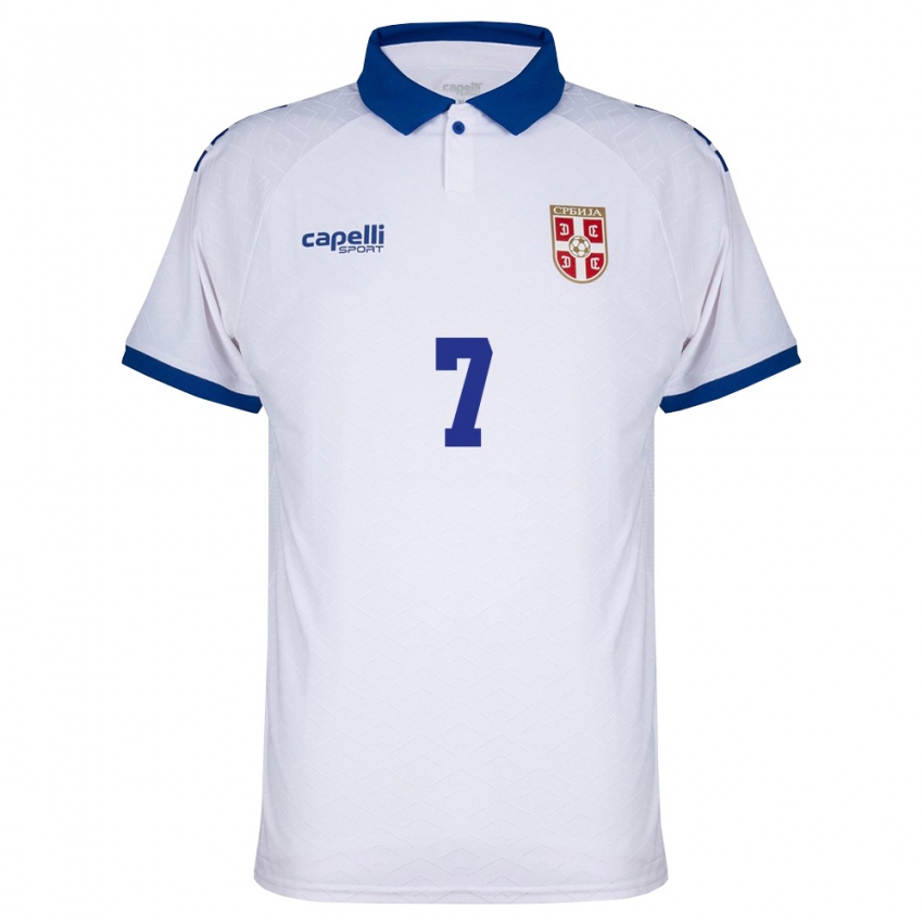 ילדים סרביה נמניה ראדוניץ' #7 כהה לבן אדום הרחק ג'רזי 26-28 חולצה קצרה