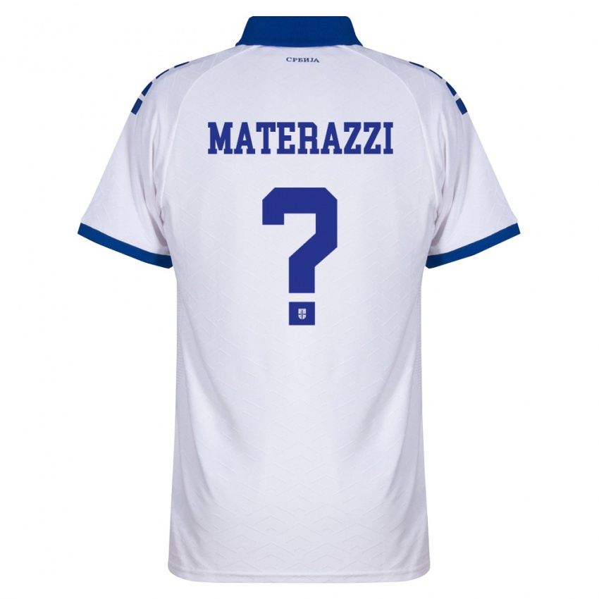 ילדים סרביה Gianfilippo Materazzi #0 כהה לבן אדום הרחק ג'רזי 26-28 חולצה קצרה