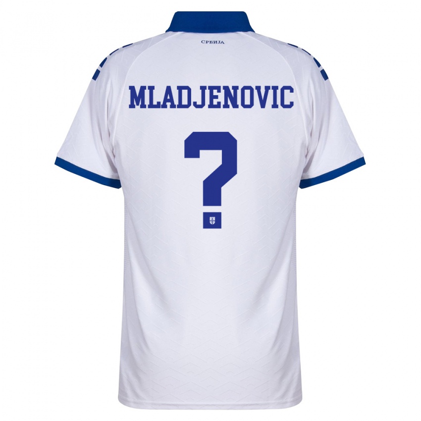 ילדים סרביה Uros Mladjenovic #0 כהה לבן אדום הרחק ג'רזי 26-28 חולצה קצרה