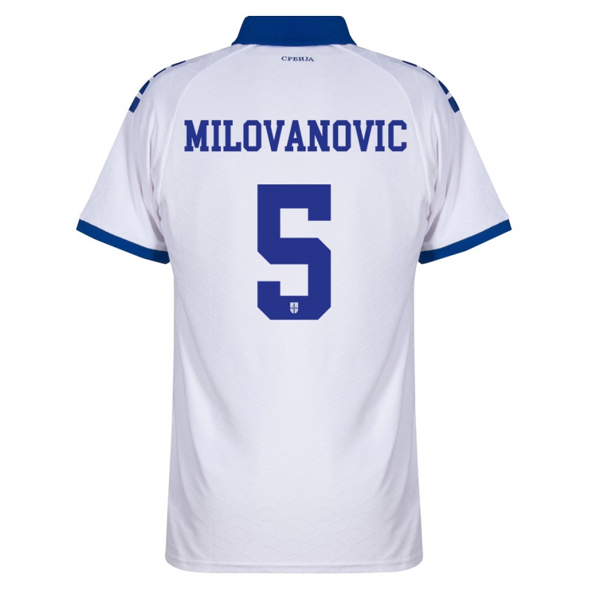 ילדים סרביה מאטג׳ה מילובאנוביץ׳ #5 כהה לבן אדום הרחק ג'רזי 26-28 חולצה קצרה