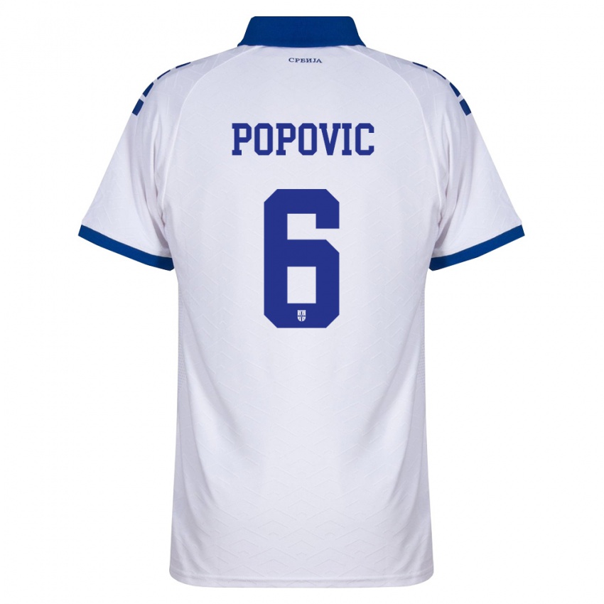 ילדים סרביה Andrej Popovic #6 כהה לבן אדום הרחק ג'רזי 26-28 חולצה קצרה