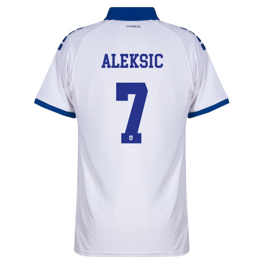 ילדים סרביה Milan Aleksic #7 כהה לבן אדום הרחק ג'רזי 26-28 חולצה קצרה